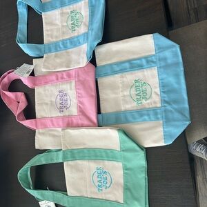 Trader Joe's Pastel Canvas Tote - Blue, Pink, Mint mini totes NWT